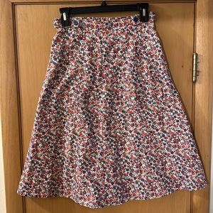 Floral A-Line Skirt - Red, Blue, White